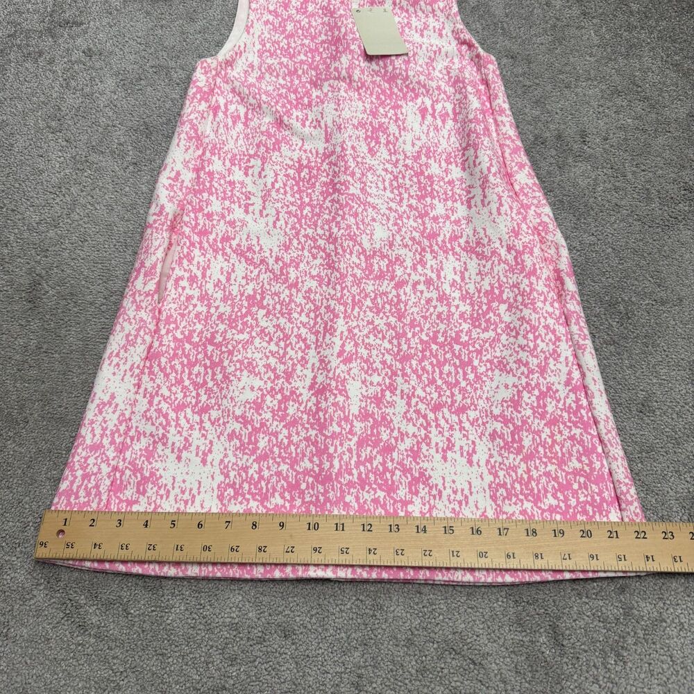 Zara Knit Patterned Midi Shift Dress Womens Small Pink White Pockets Stretch NWD - Picture 13 of 16